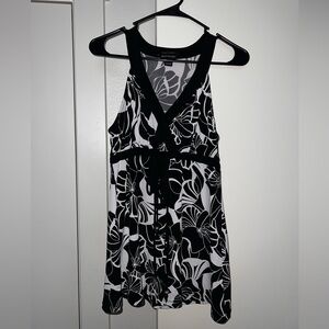 White House Black Market Monochrome Floral Blouse